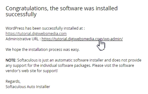 tampilan berhasil install wordpress