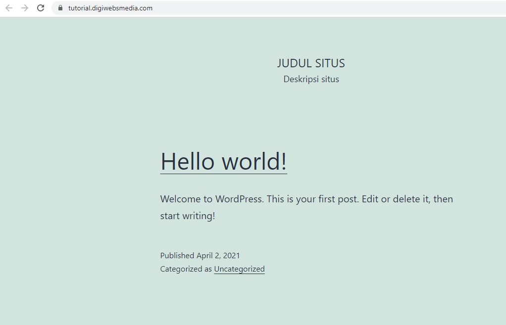 tampilan wordpress awal
